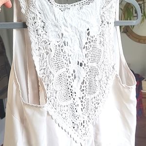 Ultra Pink brand, Flowy, crochet back vest blouse